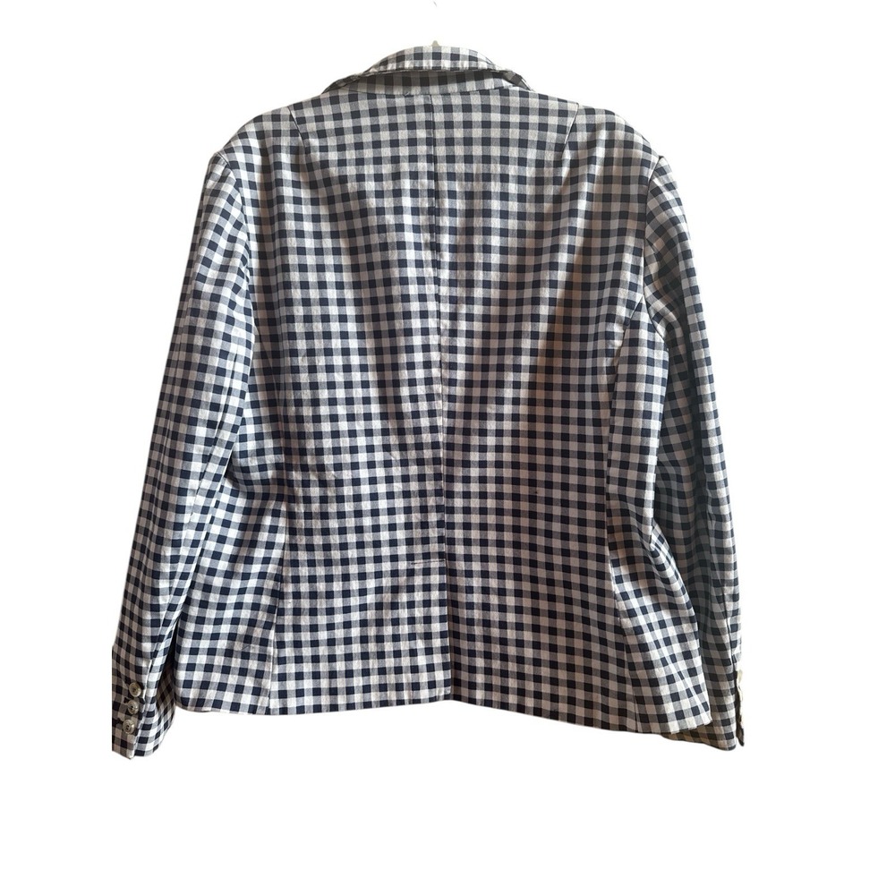 Chadwick's Of Boston Blue White Gingham Woman's Blazer Size 18 Lined 2 Buttons - Picture 5 of 12